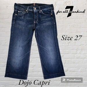 7 For All Mankind Capri Dojo Dark Wash Womens Wide Leg Crop Designer Jean